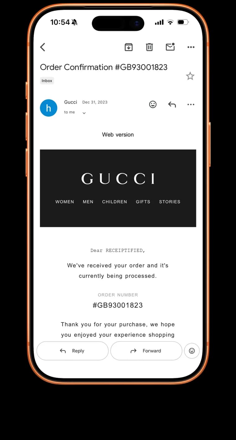 GUCCI order email